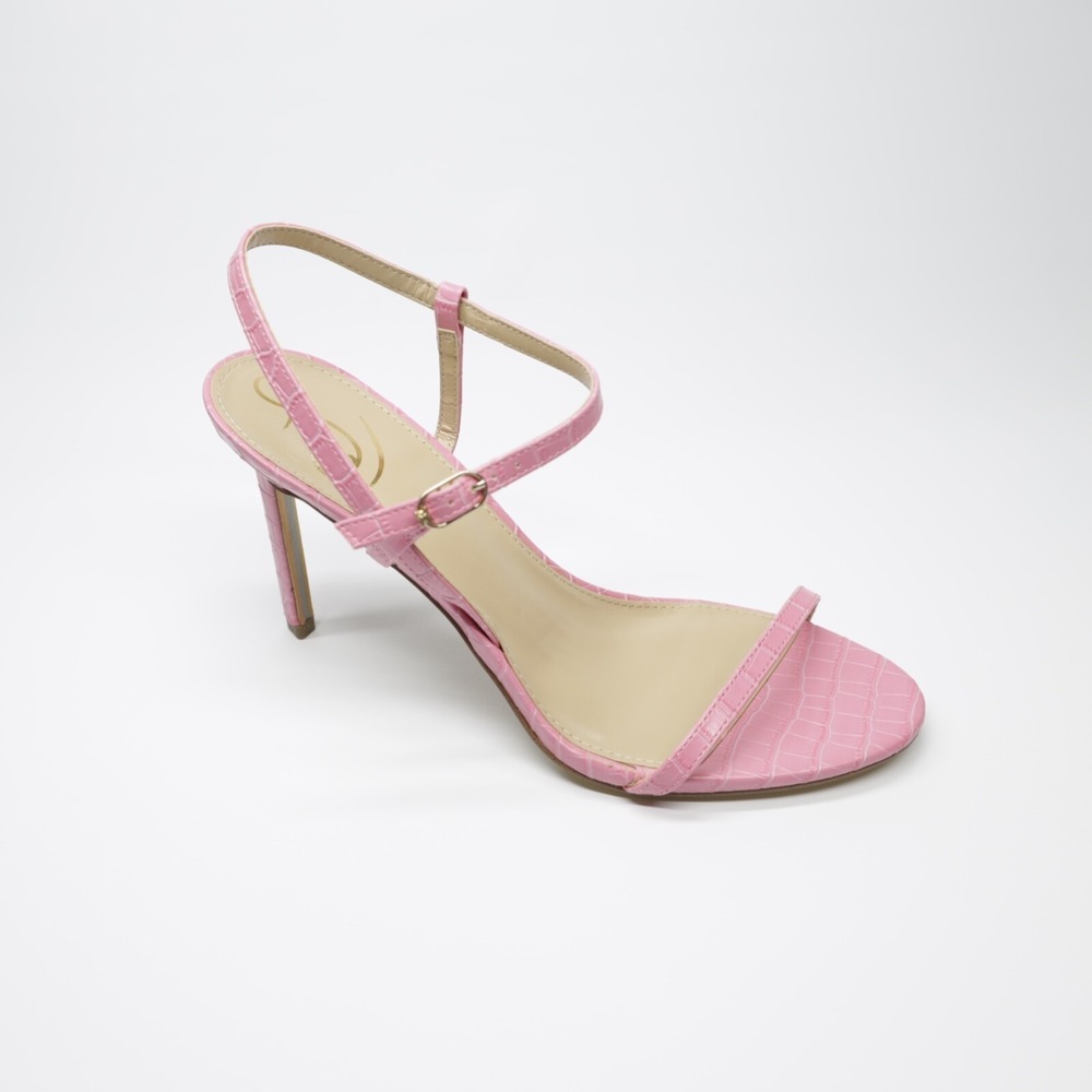 Sam Edelman Women's Doran Strappy‎ Stiletto Heels Sandals Croc Print Pink 10